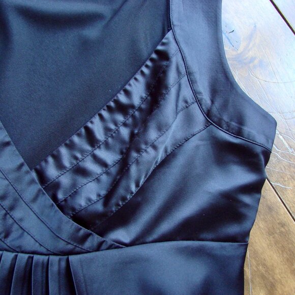 Y2K Black Satin Babydoll Cami Top Tristan Sleeveless Crisscross Pleated Small - Picture 4 of 15